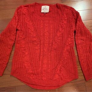 SO Vibrant Red Cable Knit Sweater